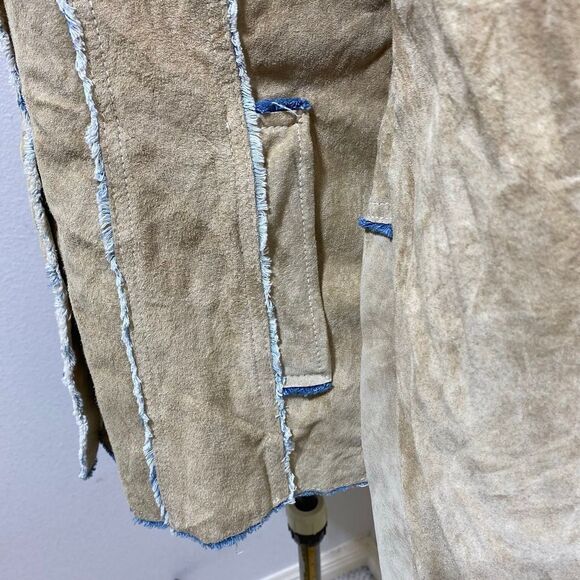 Wilsons Leather Maxima Women's Medium Tan Suade Western Denim Lined Jacket - Picture 3 of 9